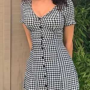 H&M Black and White Checkered Dress